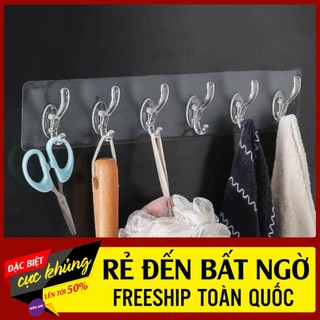 Thanh treo đồ trong suốt dán tường 6 móc