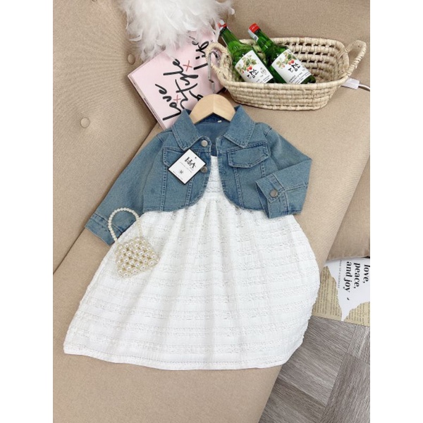 15-35kg set váy kèm áo khoát jean lửng