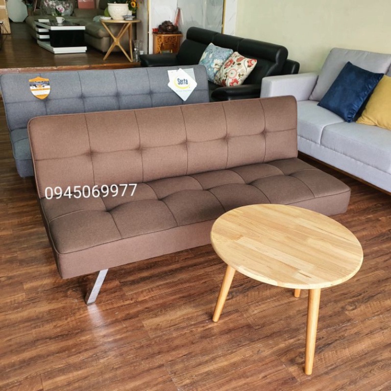 sofa giá rẻ Bộ bàn ghế nhỏ xinh cho phòng khách nhỏ gọn - sofa giường kèm bàn gỗ - màu nâu