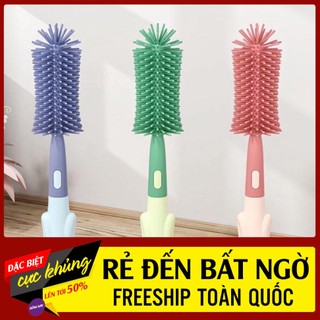 Cây cọ rửa ly cốc 3 chi tiết xoay 360 độ hình thú gấp gọn