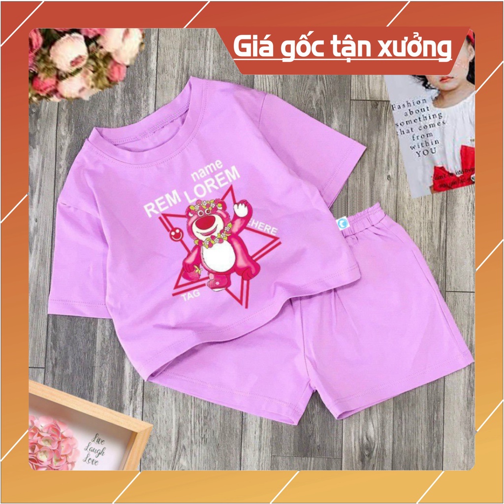 Bộ đồ bé gái-mẫu gấu dâu lotso bear DUI06 chất vải mát hút hơi mồ hôi-mã DUI06 -NAMKIDS