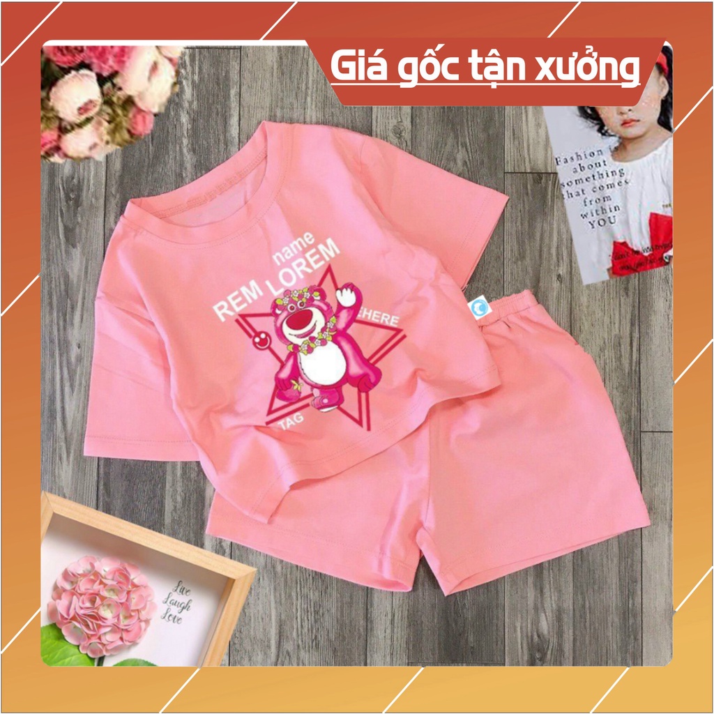 Bộ đồ bé gái-mẫu gấu dâu lotso bear DUI06 chất vải mát hút hơi mồ hôi-mã DUI06 -NAMKIDS
