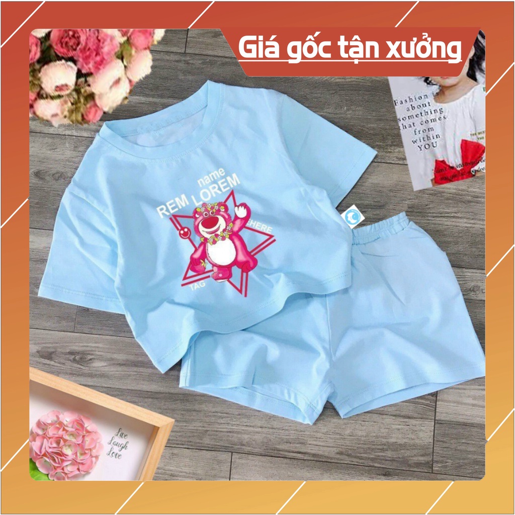 Bộ đồ bé gái-mẫu gấu dâu lotso bear DUI06 chất vải mát hút hơi mồ hôi-mã DUI06 -NAMKIDS