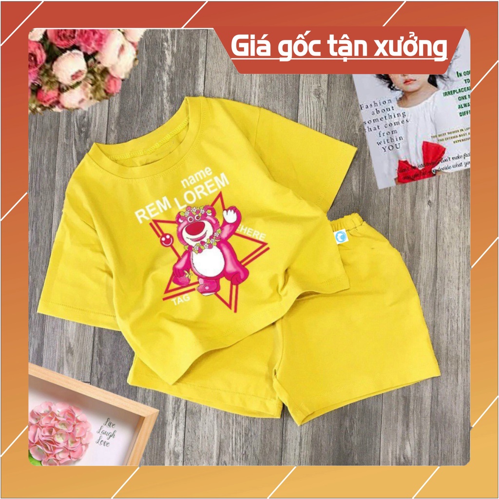 Bộ đồ bé gái-mẫu gấu dâu lotso bear DUI06 chất vải mát hút hơi mồ hôi-mã DUI06 -NAMKIDS