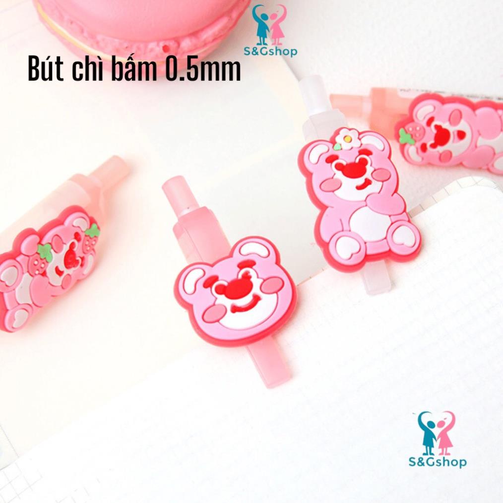 Bút chì bấm, viết chì ngòi gấu dâu dễ thương 0.5mm