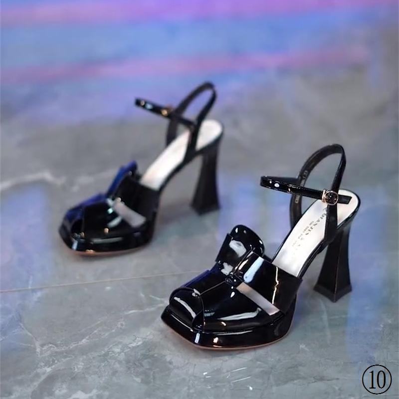 Giày Sandal Cao Gót Mũi Vuông Đế Bằng Chống Thấm Nước Thời Trang Âu Mỹ 2023 Cho Nữ