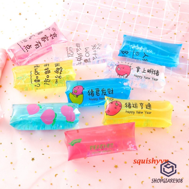 Đồ chơi TÚI TRƯỢT dải kim tuyến Squishy Gudetama trơn tuồn tuột trượt đố anh bắt được em bóp vui giải phóng căng thẳng