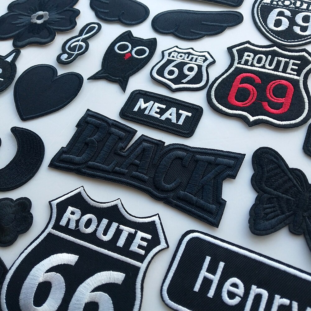 Sticker ủi nhiệt thêu logo hình thời trang dán trắng đen lạ độc đáo dễ thương cute- Patch ủi quần áo balo H49