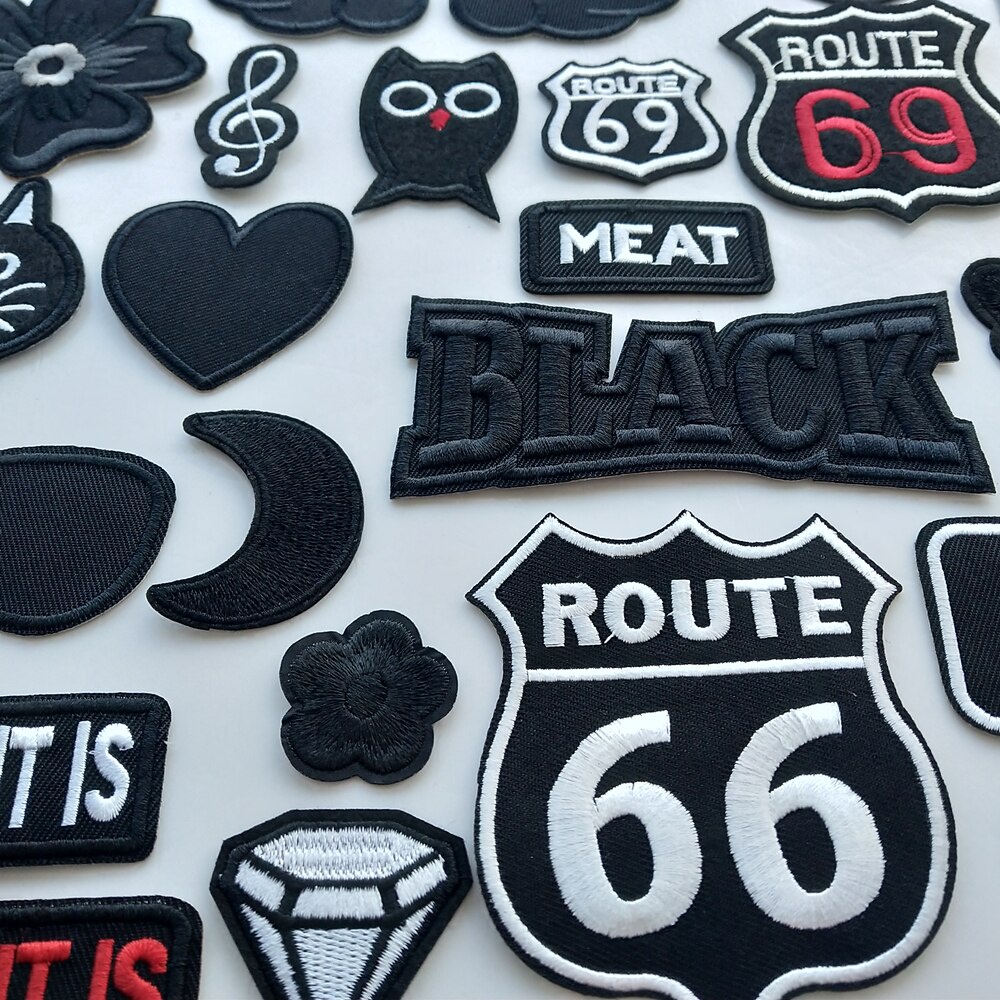 Sticker ủi nhiệt thêu logo hình thời trang dán trắng đen lạ độc đáo dễ thương cute- Patch ủi quần áo balo H49