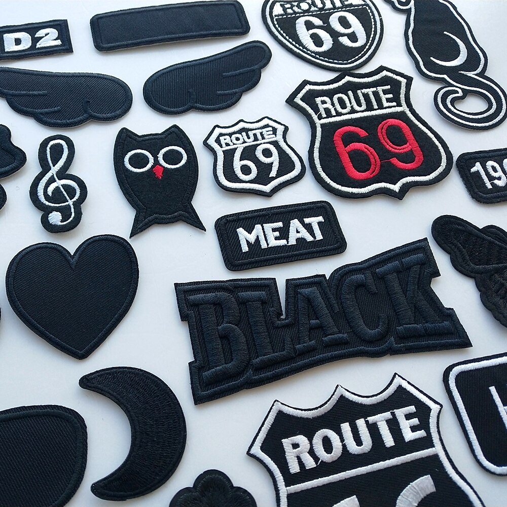 Sticker ủi nhiệt thêu logo hình thời trang dán trắng đen lạ độc đáo dễ thương cute- Patch ủi quần áo balo H49