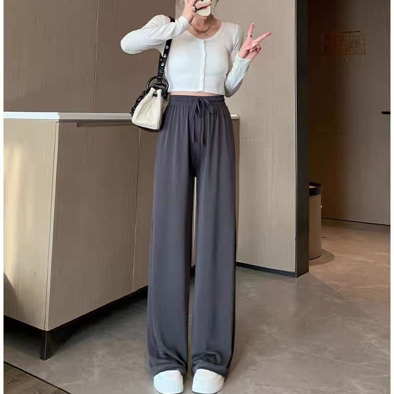 Jiashucheng Quần Dài Vải Lụa Lạnh Ammonia Siêu Nhẹ Chống Nhăn Thời Trang Mùa Hè Cho Nữ