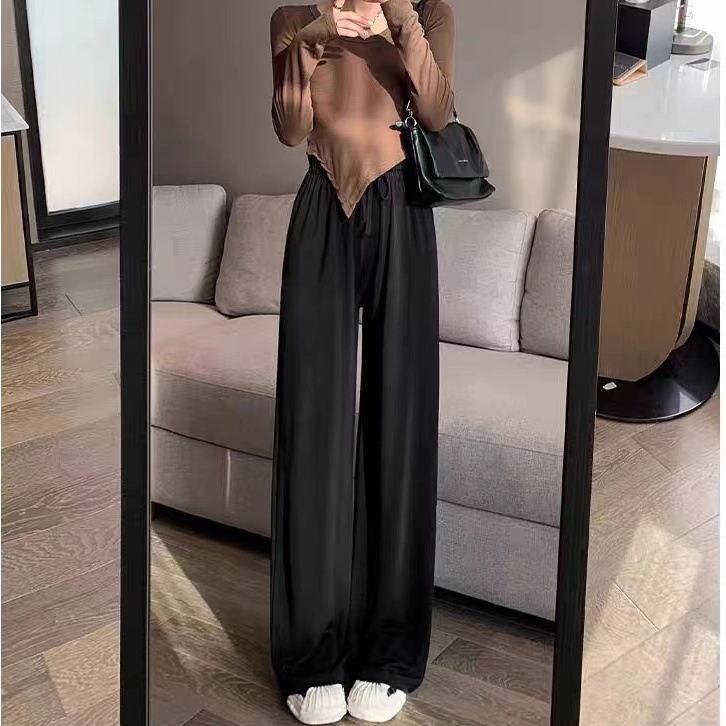 Jiashucheng Quần Dài Vải Lụa Lạnh Ammonia Siêu Nhẹ Chống Nhăn Thời Trang Mùa Hè Cho Nữ