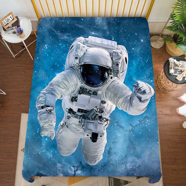 Ga Trải Giường Họa Tiết Phi Hành Gia Hoạt Hình Cho Bé
