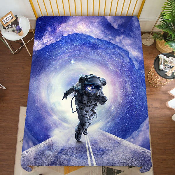 Ga Trải Giường Họa Tiết Phi Hành Gia Hoạt Hình Cho Bé