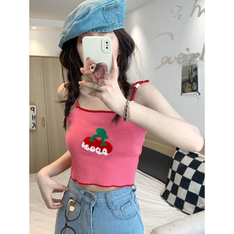 Jiashucheng Áo Hai Dây Dệt Kim Ôm Dáng Thêu Họa Tiết Đính Hạt Thời Trang Mùa Hè Kiểu Mới Cho Nữ