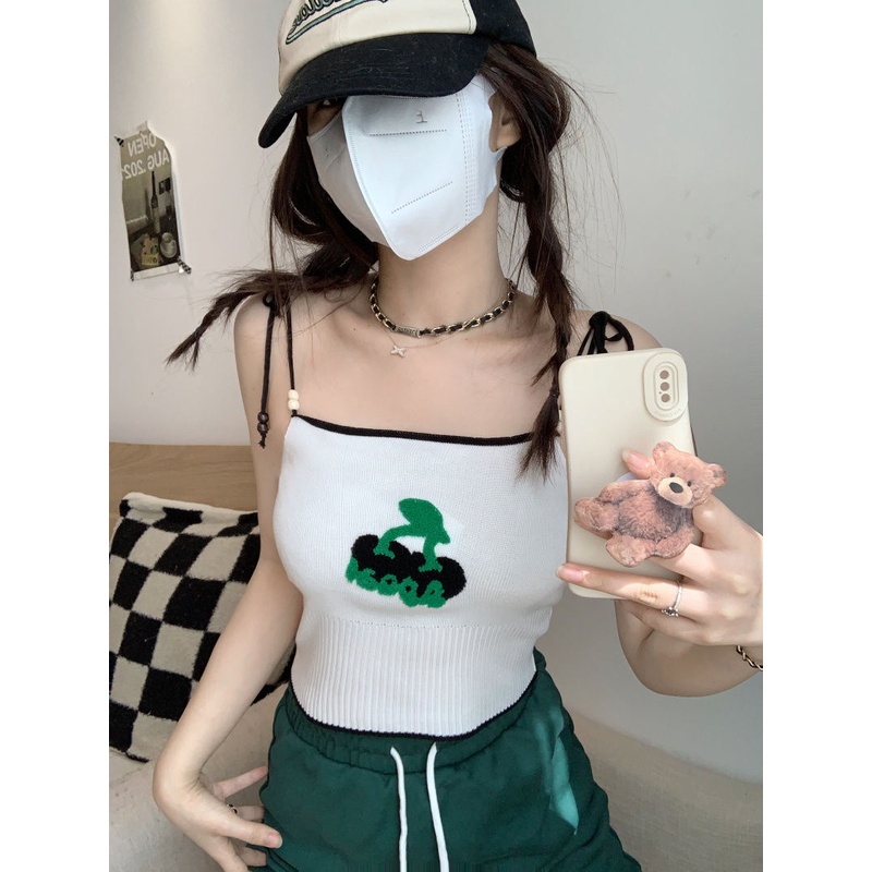 Jiashucheng Áo Hai Dây Dệt Kim Ôm Dáng Thêu Họa Tiết Đính Hạt Thời Trang Mùa Hè Kiểu Mới Cho Nữ