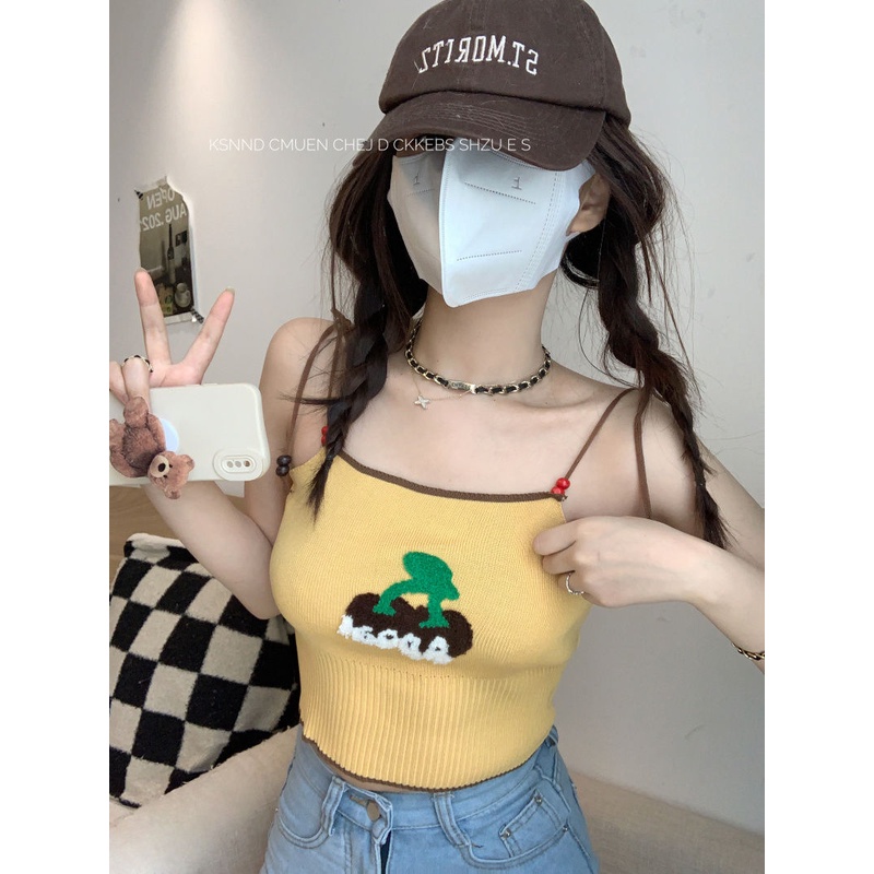 Jiashucheng Áo Hai Dây Dệt Kim Ôm Dáng Thêu Họa Tiết Đính Hạt Thời Trang Mùa Hè Kiểu Mới Cho Nữ