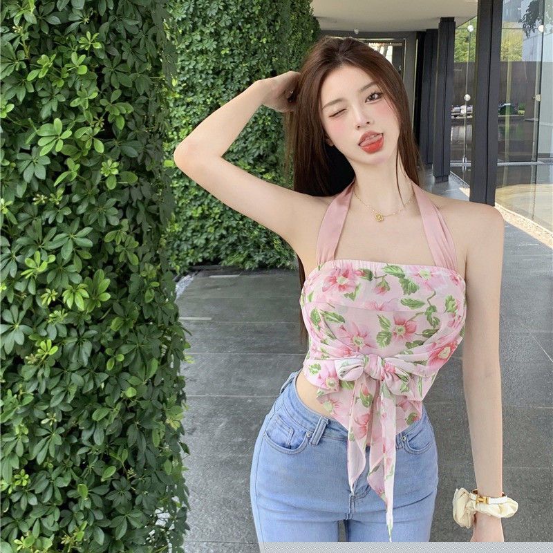 Jiashucheng Áo Ống Hai Dây In Hình Mỏ Neo Màu Trơn Ngọt Ngào Phong Cách Kỳ Nghỉ Cho Bé Gái