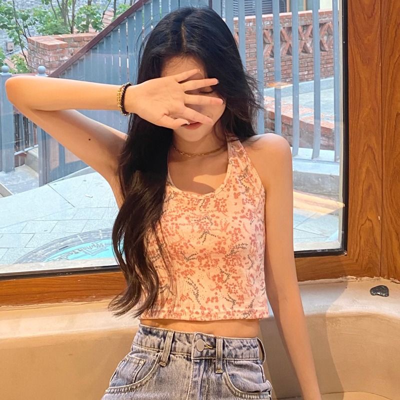 Áo Hai Dây Dáng Ngắn Họa Tiết Hoa Thời Trang Mùa Hè Cho Nữ