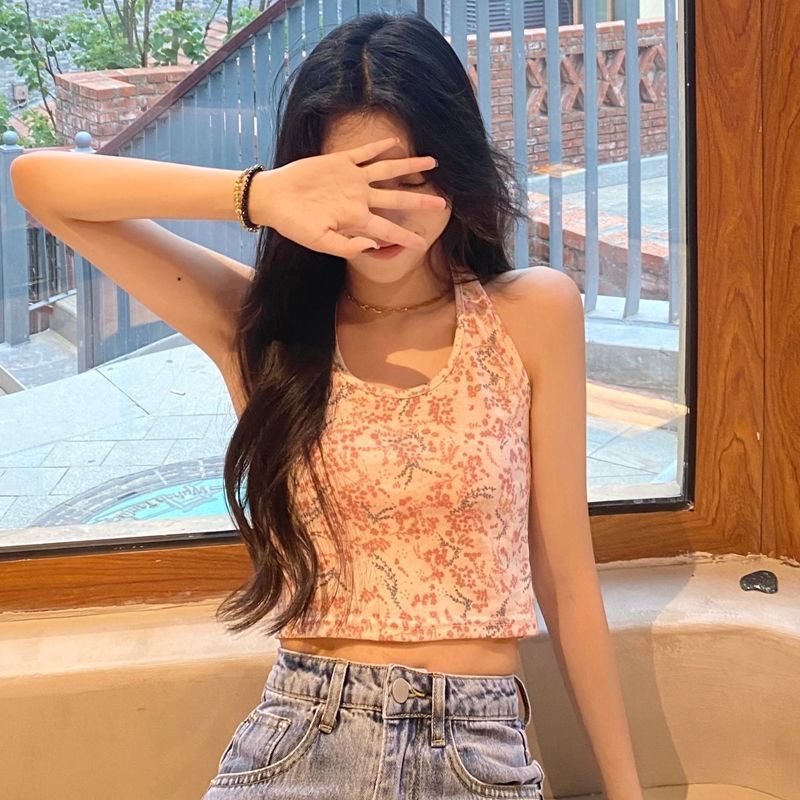 Áo Hai Dây Dáng Ngắn Họa Tiết Hoa Thời Trang Mùa Hè Cho Nữ