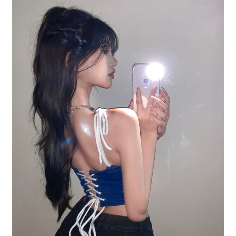 Jiashucheng Áo Hai Dây Dáng Ngắn Phong Cách Âu Mỹ Thời Trang Mùa Hè Cho Nữ