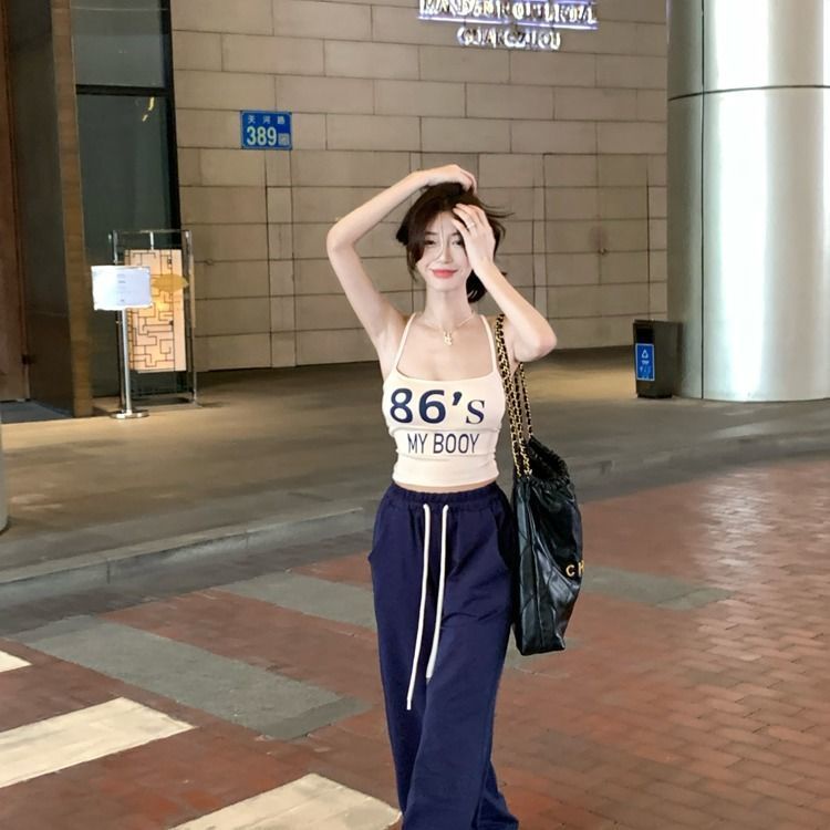 Jiashucheng Áo Hai Dây Ngắn Ôm Dáng Cột Dây In Họa Tiết Ngọt Ngào Thời Trang Kiểu Pháp Cho Nữ