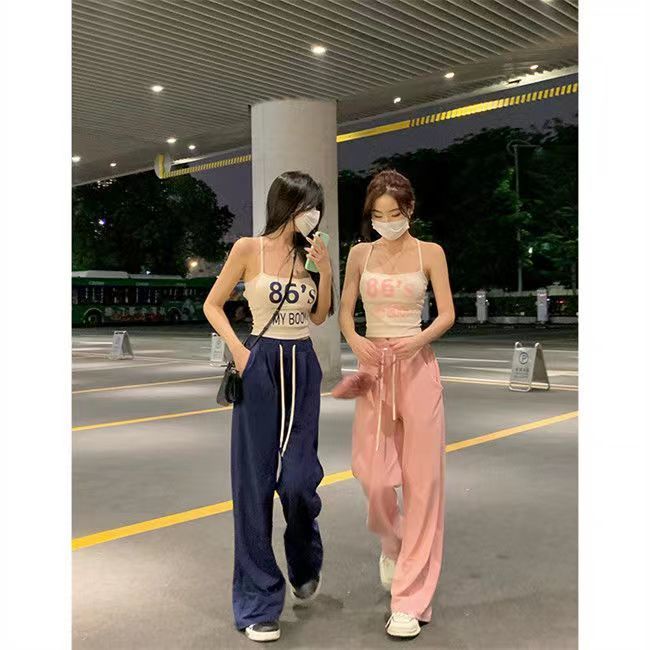 Jiashucheng Áo Hai Dây Ngắn Ôm Dáng Cột Dây In Họa Tiết Ngọt Ngào Thời Trang Kiểu Pháp Cho Nữ