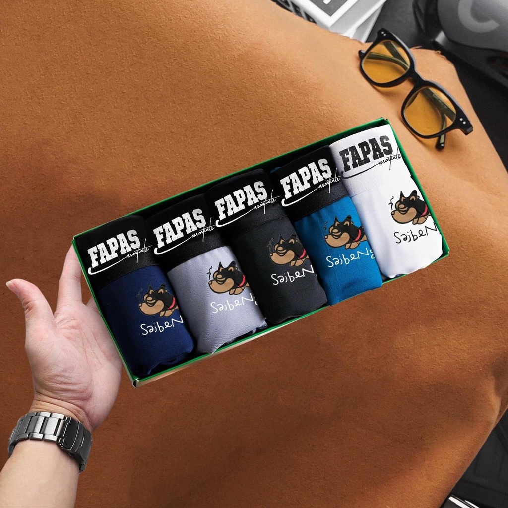 Sét 5 quần Mã Boxer 0307 FAPAS Cún Chất Liệu Thun Lạnh Co Giãn 4 Chiều