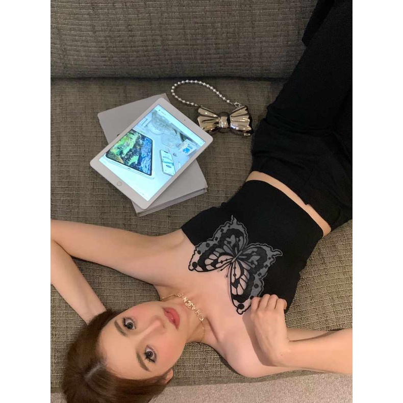 Jiashucheng Áo Ống Sát Nách Dáng Ngắn Ôm Sát Màu Trắng Ngọt Ngào Thời Trang Mùa Hè Cho Nữ