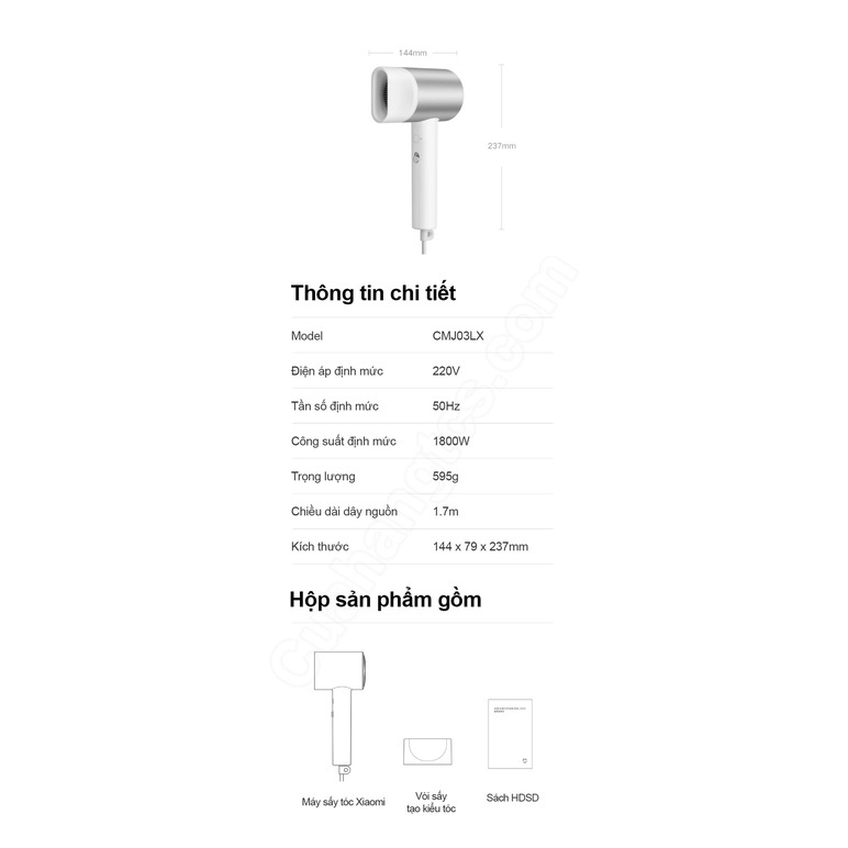 Hàng Chính Hãng- Máy sấy tóc Xiaomi Mijia H500 CMJ03LX tạo ion âm - Minh Tín Shop