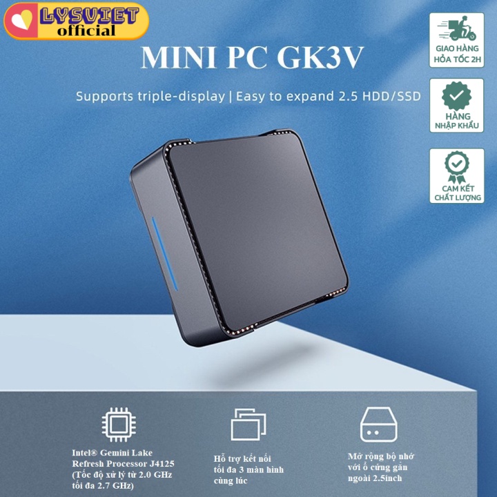 [Lysviet HCM] Máy tính PC MINI Window 11 Pro GK3V-J4125 8+128G Gemini Lake Refresh Processor 2.0GHz 