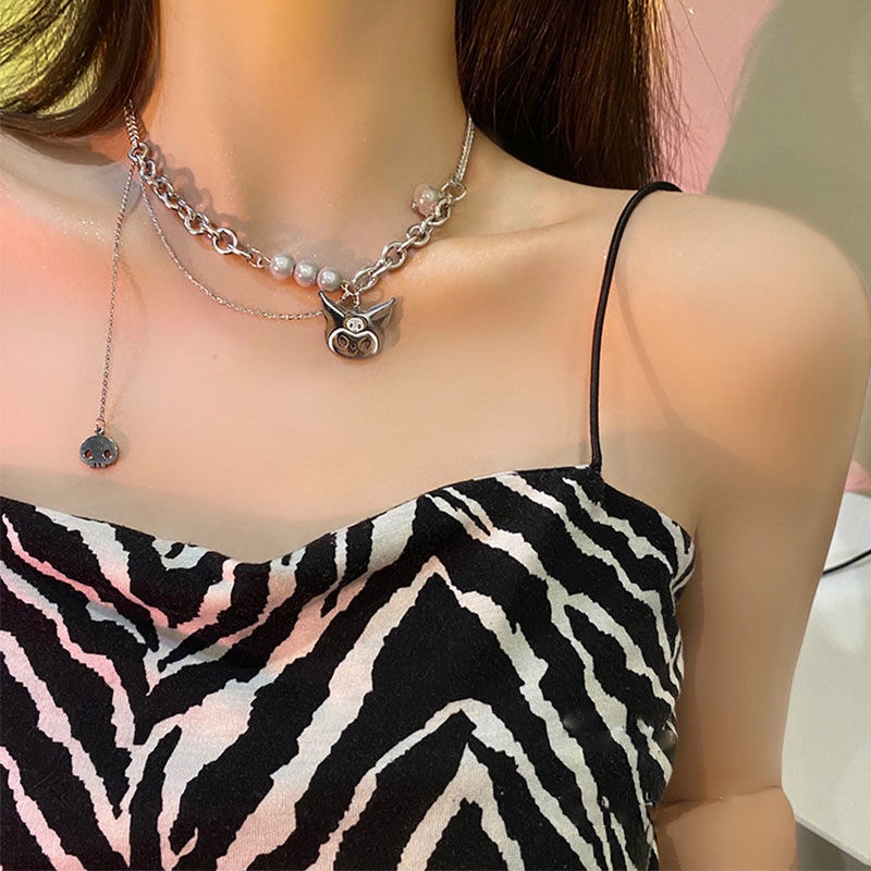 Vòng cổ Đính Ngọc Trai Phong Cách Hip Hop Thời Trang Cho Nữ