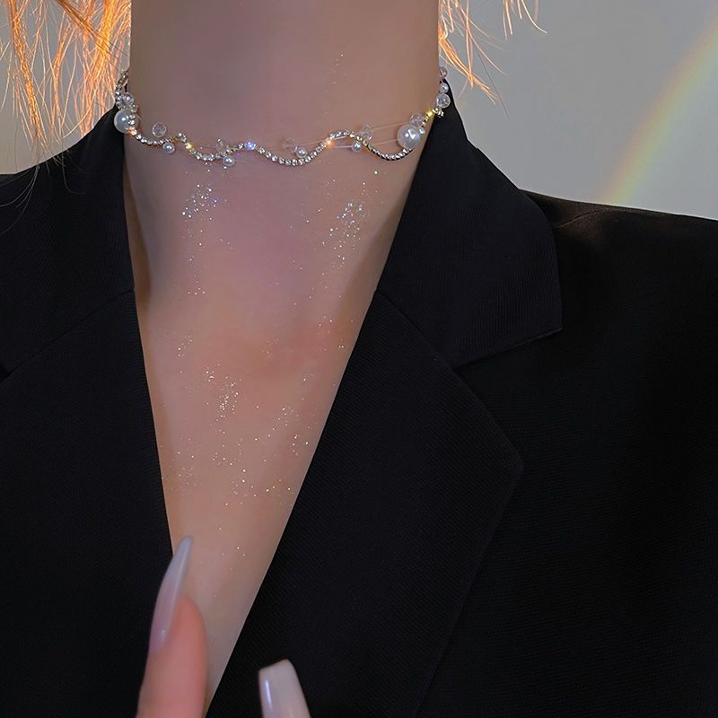 Vòng cổ Nhiều Lớp Đính Ngọc Trai Cao Cấp Thời Trang 2022 nec