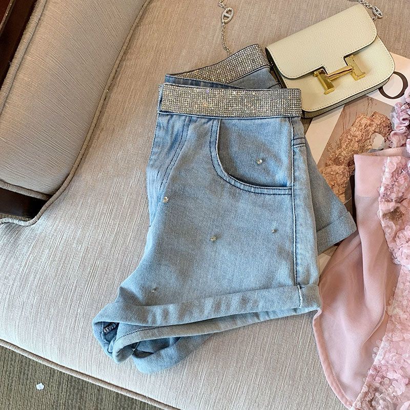 Jiashucheng Quần Short Denim Lưng Cao Dáng Ôm Dễ Phối Đồ Phong Cách Mới Mùa Hè Cho Nữ