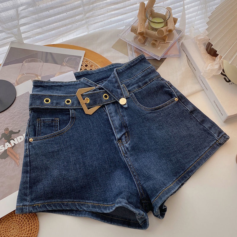 Jiashucheng Quần Short Denim Lưng Cao Ống Rộng Phong Cách Hàn Quốc Thời Trang Mùa Hè Mới Cho Nữ