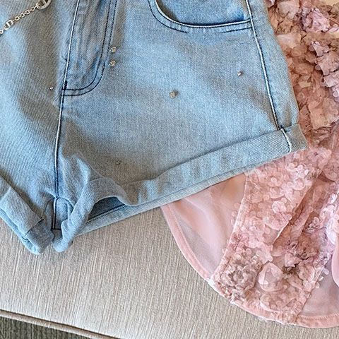 Jiashucheng Quần Short Denim Lưng Cao Dáng Ôm Dễ Phối Đồ Phong Cách Mới Mùa Hè Cho Nữ