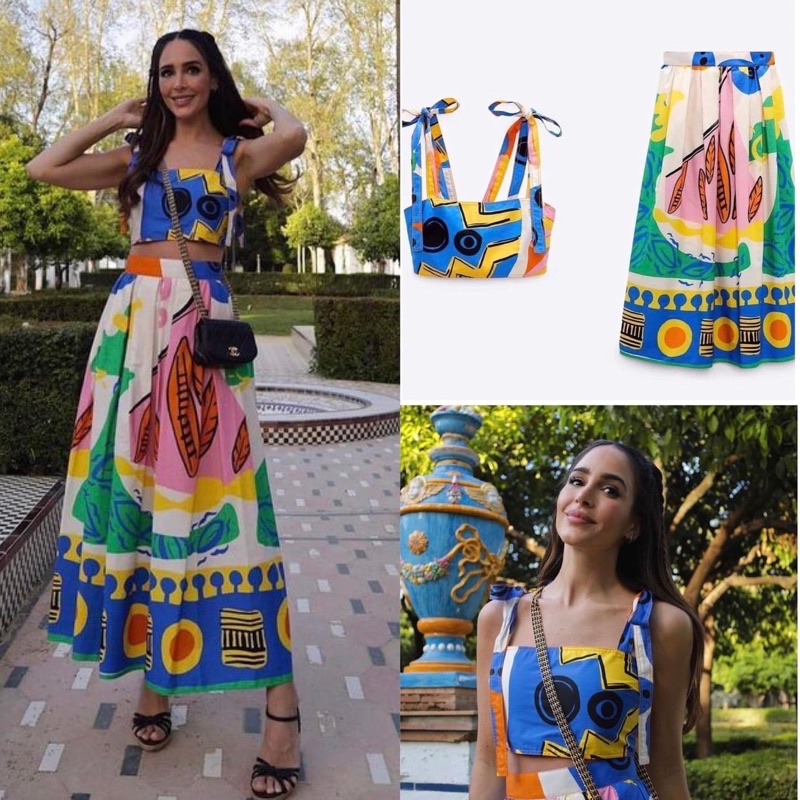 ODER 💜 ZR áo croptop và chân váy hoạ tiết