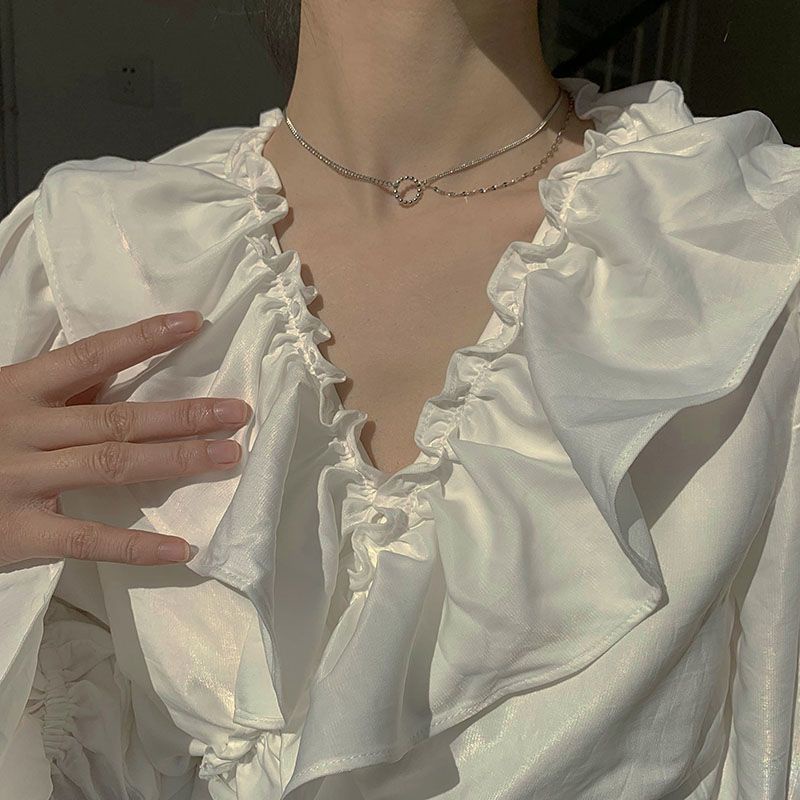 Vòng cổ Mạ Bạc 925 Dáng Ngắn Thời Trang Pháp 2022 Mới Cho Nữ