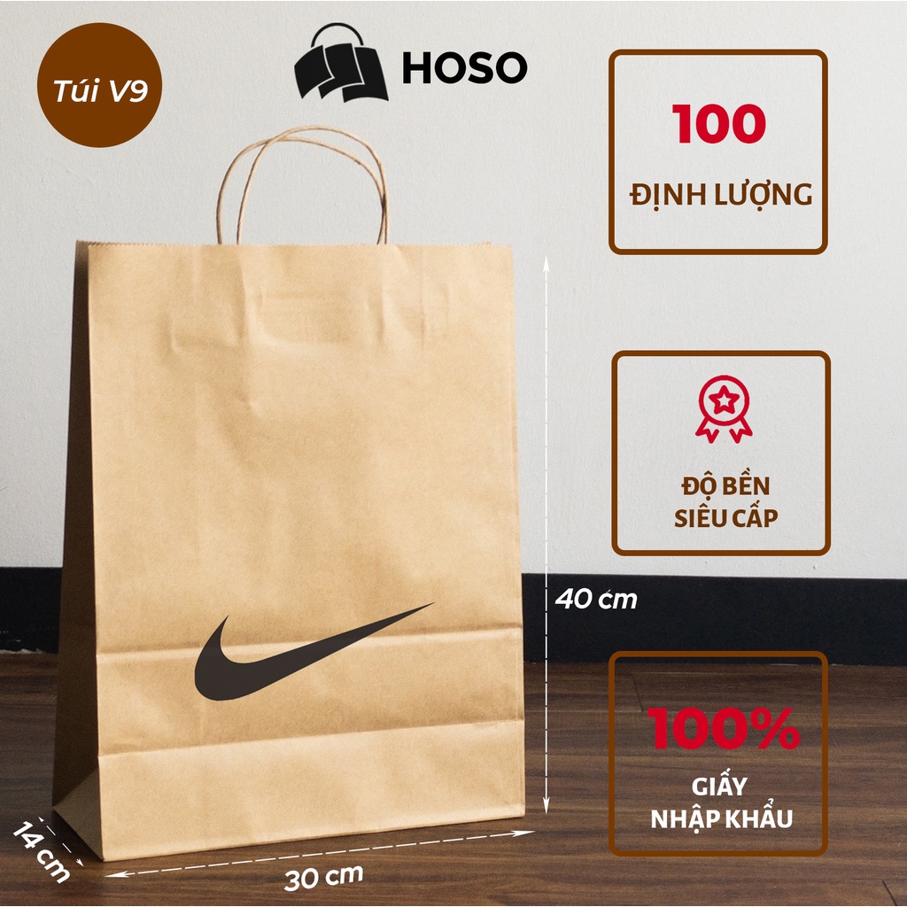 Túi giấy kraft đựng giày Nike, Adidas. Túi xi măng đựng hộp giày