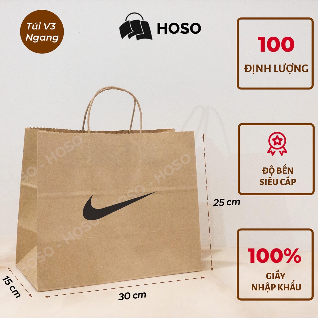 Túi giấy kraft đựng giày Nike, Adidas. Túi xi măng đựng hộp giày