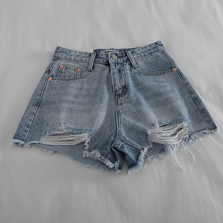 Jiashucheng Túi Đeo Chéo Thời Trang Cổ Điển Cho NữQuần Short Denim Lưng Cao Dáng Chữ a Phối Rách Thời Trang Mùa Hè Cho Nữ
