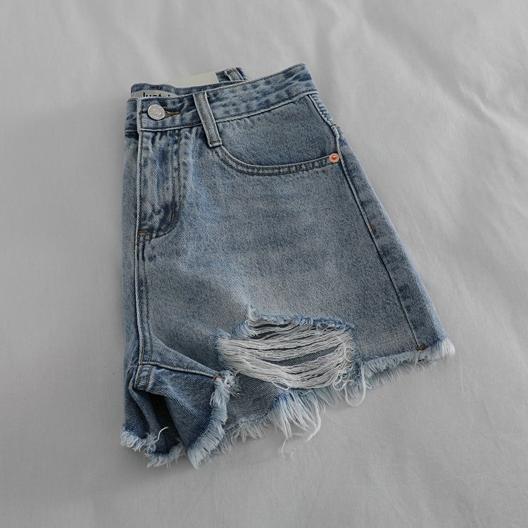 Jiashucheng Túi Đeo Chéo Thời Trang Cổ Điển Cho NữQuần Short Denim Lưng Cao Dáng Chữ a Phối Rách Thời Trang Mùa Hè Cho Nữ