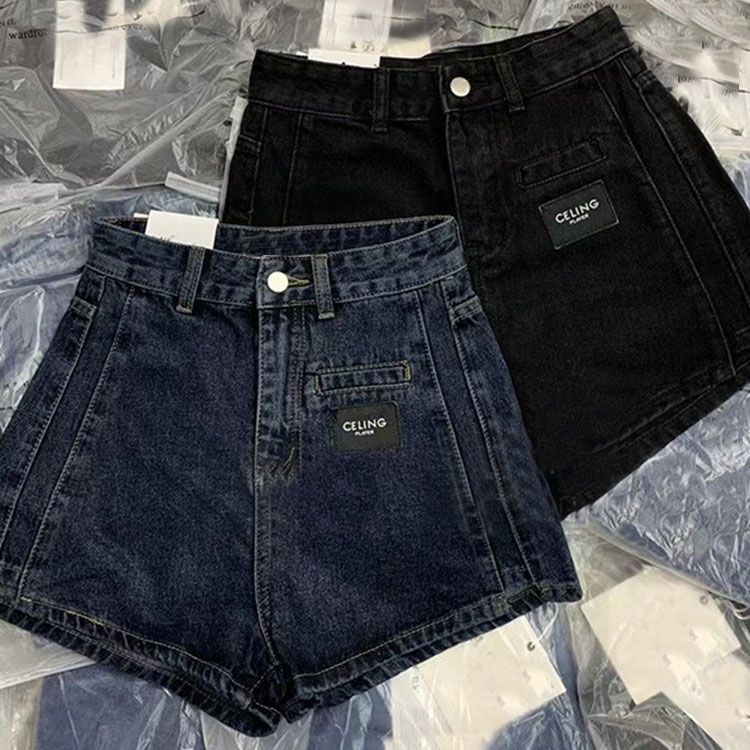 Jiashucheng Quần Short Denim Lưng Cao Dáng Chữ a Rộng Thời Trang Mới Cho Nữ