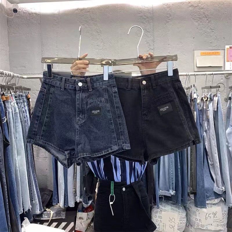 Jiashucheng Quần Short Denim Lưng Cao Dáng Chữ a Rộng Thời Trang Mới Cho Nữ