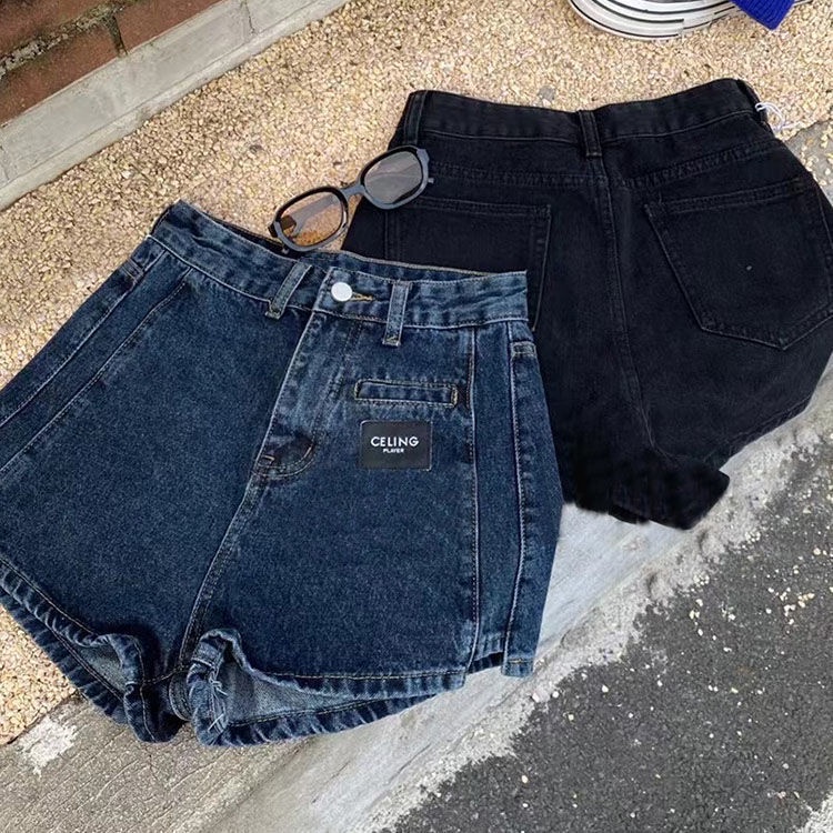 Jiashucheng Quần Short Denim Lưng Cao Dáng Chữ a Rộng Thời Trang Mới Cho Nữ