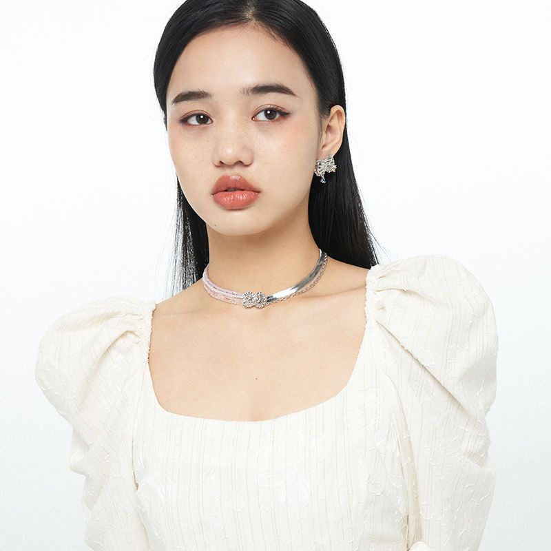 Vòng Cổ Ren Đính Nơ Xếp Chồng Sang Trọng Ngọt Ngào Cho Nữ