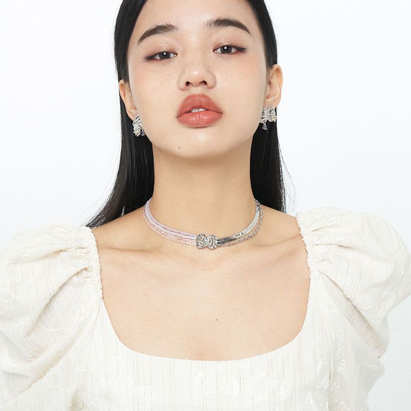 Vòng Cổ Ren Đính Nơ Xếp Chồng Sang Trọng Ngọt Ngào Cho Nữ