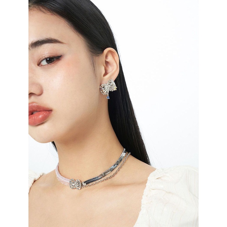 Vòng Cổ Ren Đính Nơ Xếp Chồng Sang Trọng Ngọt Ngào Cho Nữ