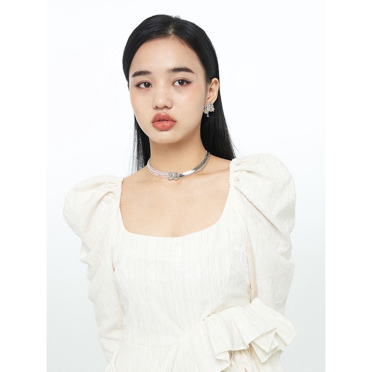 Vòng Cổ Ren Đính Nơ Xếp Chồng Sang Trọng Ngọt Ngào Cho Nữ