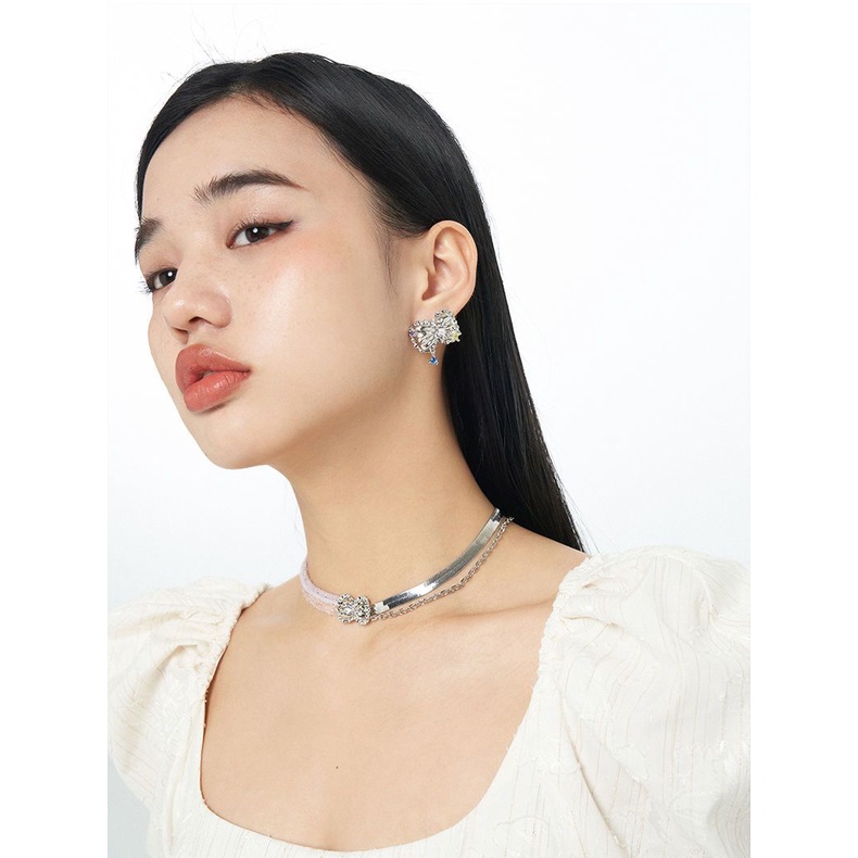 Vòng Cổ Ren Đính Nơ Xếp Chồng Sang Trọng Ngọt Ngào Cho Nữ